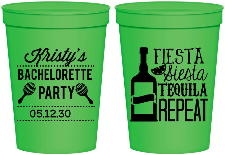 Personalized Bachelorette 16 oz Stadium Cups - Fiesta Siesta Tequila Repeat | 60002