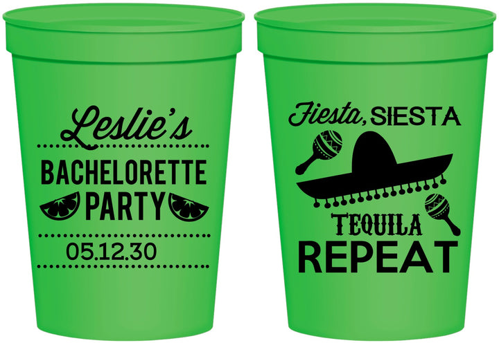 Personalized Bachelorette 16 oz Stadium Cups - Fiesta Siesta Tequila Repeat | 60003
