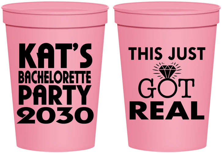 Personalized Bachelorette 16 oz Stadium Cups - This Just Got Real | 60013