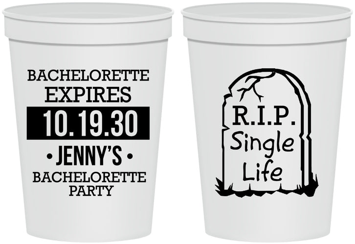 Personalized Bachelorette 16 oz Stadium Cups - Rip Single Life | 60014