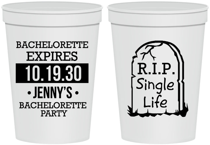 Personalized Bachelorette 16 oz Stadium Cups - Rip Single Life | 60014