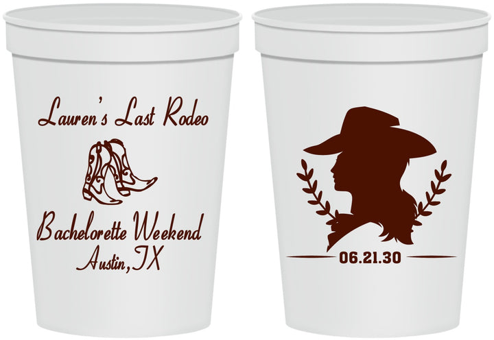 Personalized Bachelorette 16 oz Stadium Cups - Last Rodeo | 60022
