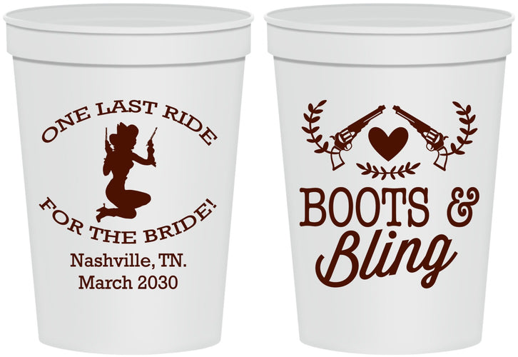 Personalized Bachelorette 16 oz Stadium Cups - One Last Ride | 60024