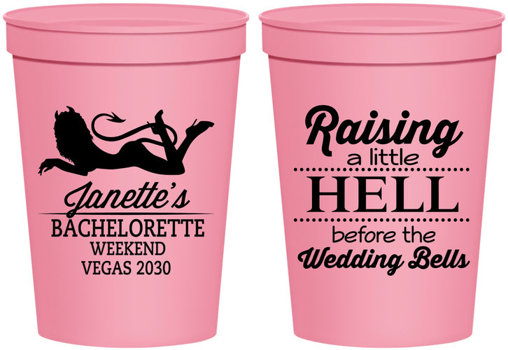 Personalized Bachelorette 16 oz Stadium Cups - Raising A Little Hell | 60030