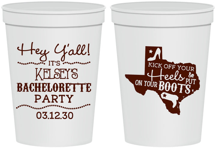 Personalized Bachelorette 16 oz Stadium Cups - Texas Cowgirl | 60041
