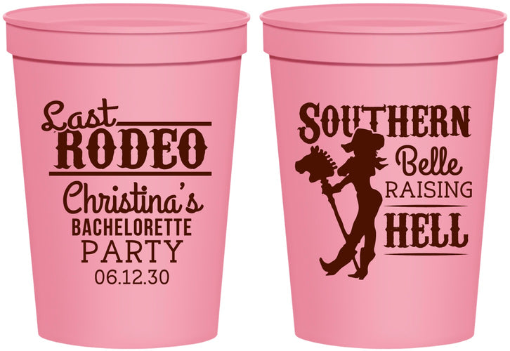 Personalized Bachelorette 16 oz Stadium Cups - Raising Hell Last Rodeo | 60042
