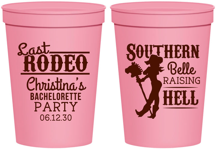 Personalized Bachelorette 16 oz Stadium Cups - Raising Hell Last Rodeo | 60042