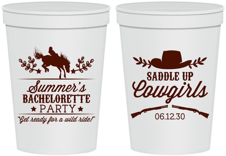 Personalized Bachelorette 16 oz Stadium Cups - Saddle Up Cowgirls | 60045
