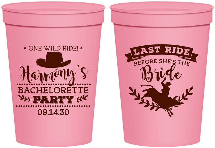 Personalized Bachelorette 16 oz Stadium Cups - Last Ride Before Bride | 60046