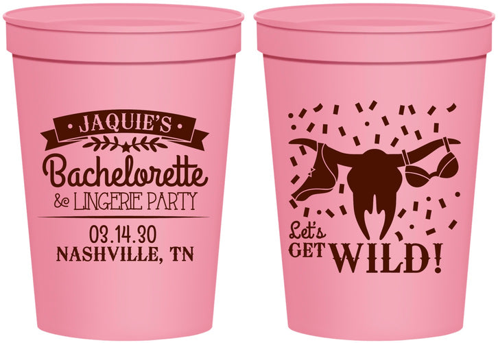 Personalized Bachelorette 16 oz Stadium Cups - Lets Get Wild Cowgirl | 60048