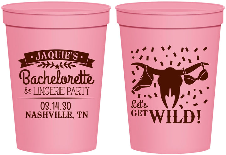 Personalized Bachelorette 16 oz Stadium Cups - Lets Get Wild Cowgirl | 60048