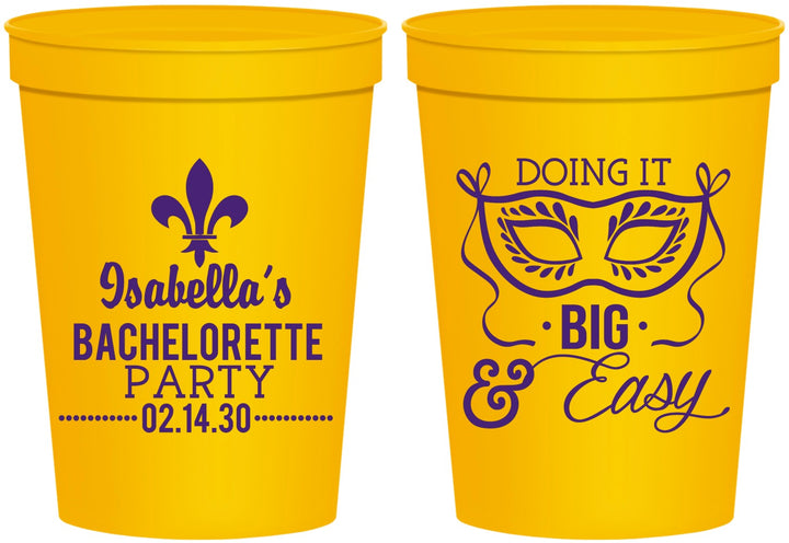 Personalized Bachelorette 16 oz Stadium Cups - Mardi Gras | 60059