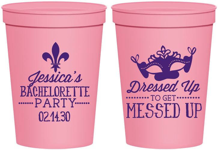 Personalized Bachelorette 16 oz Stadium Cups - Mardi Gras | 60061