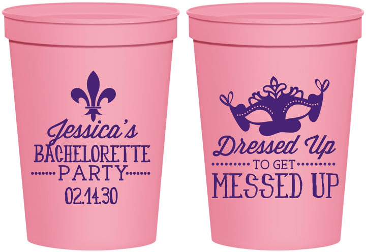 Personalized Bachelorette 16 oz Stadium Cups - Mardi Gras | 60061