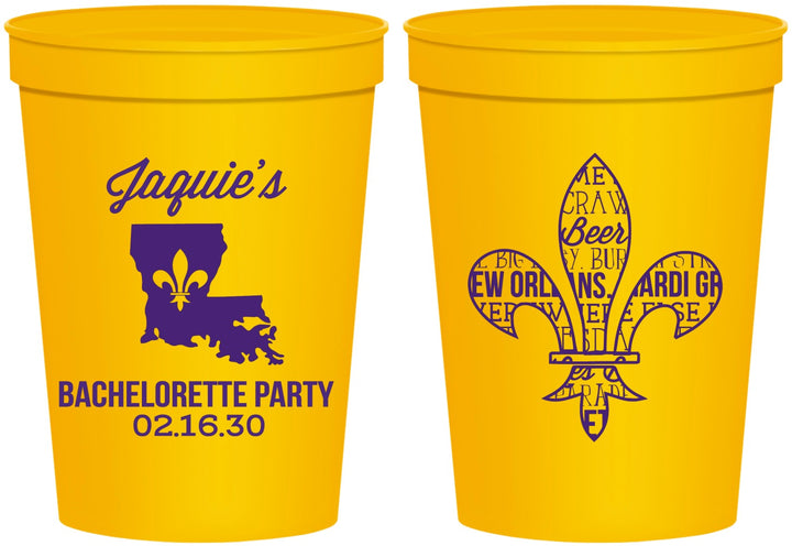 Personalized Bachelorette 16 oz Stadium Cups - Mardi Gras | 60062