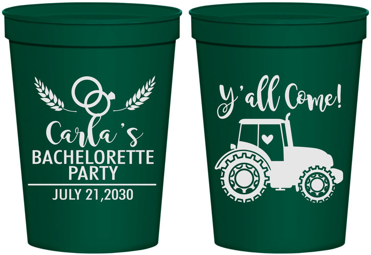 Personalized Bachelorette 16 oz Stadium Cups - Tractor Farm | 60070