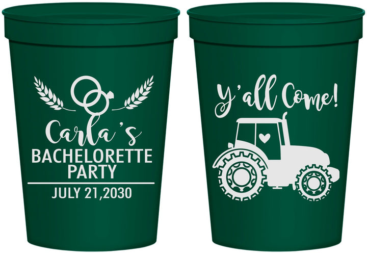 Personalized Bachelorette 16 oz Stadium Cups - Tractor Farm | 60070
