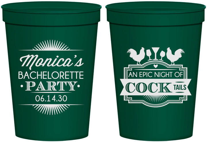 Personalized Bachelorette 16 oz Stadium Cups - Epic Night Of Cocktails | 60071