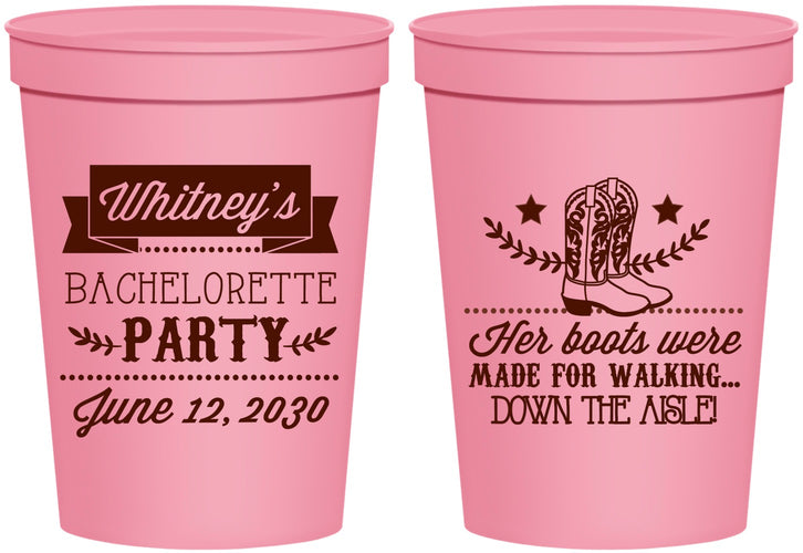 Personalized Bachelorette 16 oz Stadium Cups - Cowgirl Boots | 60072
