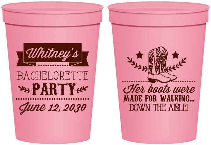 Personalized Bachelorette 16 oz Stadium Cups - Cowgirl Boots | 60072