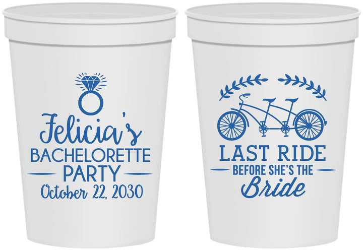 Personalized Bachelorette 16 oz Stadium Cups - Last Ride Before Bride | 60073
