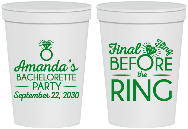 Personalized Bachelorette 16 oz Stadium Cups - Final Fling Before The Ring | 60074