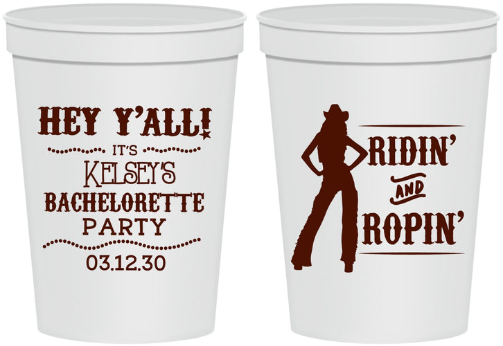 Personalized Bachelorette 16 oz Stadium Cups - Ridin And Ropin | 60078