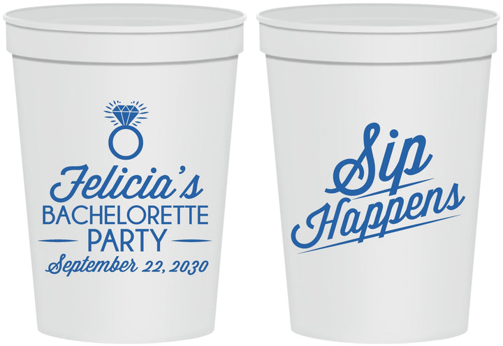 Personalized Bachelorette 16 oz Stadium Cups - Sip Happens | 60081