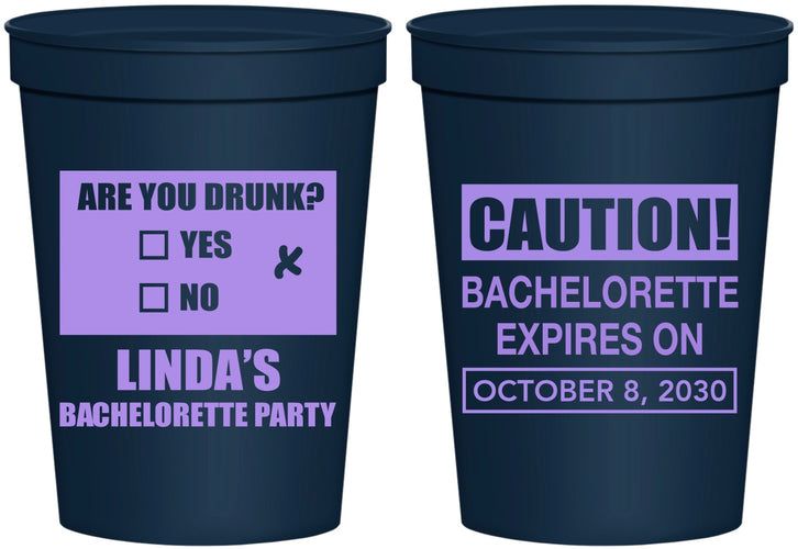 Personalized Bachelorette 16 oz Stadium Cups - Caution | 60082