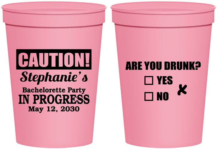 Personalized Bachelorette 16 oz Stadium Cups - Drunk Yes Or No | 60083