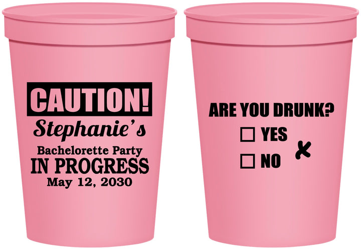 Personalized Bachelorette 16 oz Stadium Cups - Drunk Yes Or No | 60083