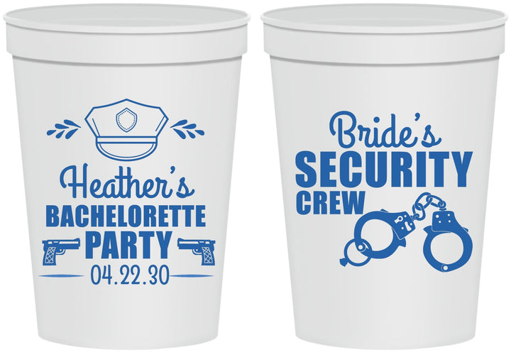 Personalized Bachelorette 16 oz Stadium Cups - Police Security Crew | 60091