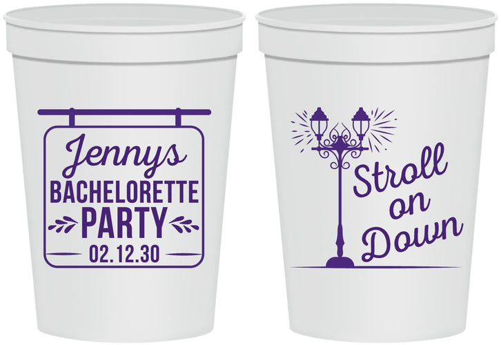 Personalized Bachelorette 16 oz Stadium Cups - Stroll On Down | 60092