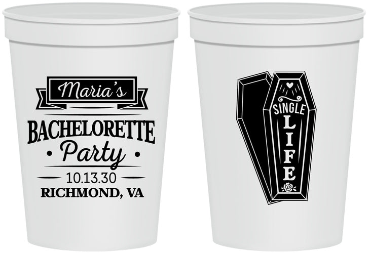 Personalized Bachelorette 16 oz Stadium Cups - Rip Single Life | 60095
