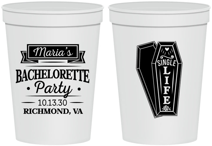 Personalized Bachelorette 16 oz Stadium Cups - Rip Single Life | 60095