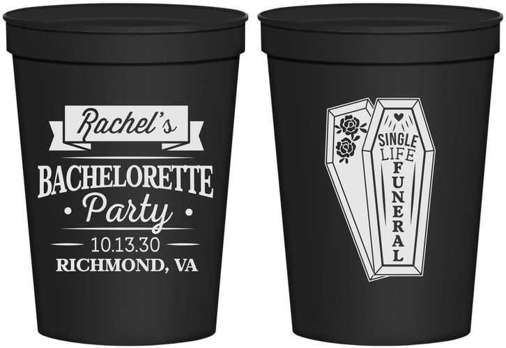 Personalized Bachelorette 16 oz Stadium Cups - Rip Single Life | 60096