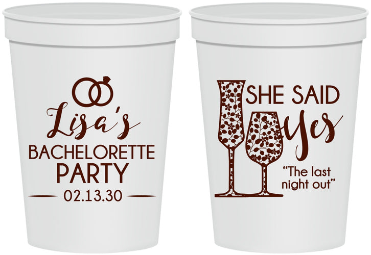 Personalized Bachelorette 16 oz Stadium Cups - The Last Night Out | 60097