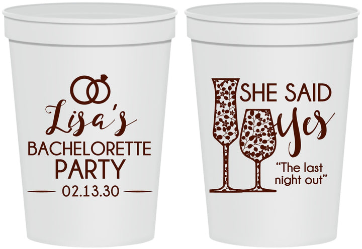 Personalized Bachelorette 16 oz Stadium Cups - The Last Night Out | 60097