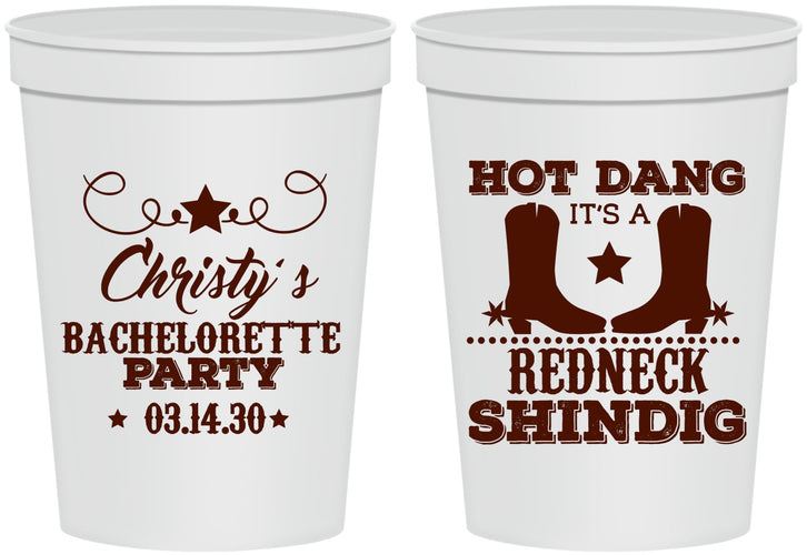 Personalized Bachelorette 16 oz Stadium Cups - Redneck Shindig | 60100