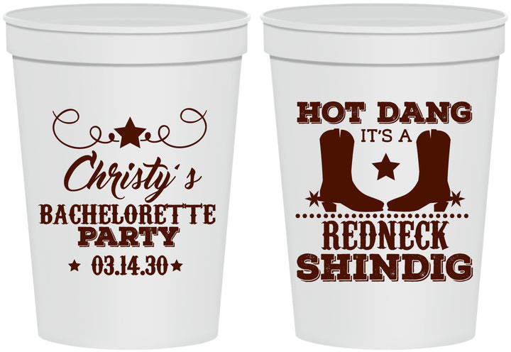 Personalized Bachelorette 16 oz Stadium Cups - Redneck Shindig | 60100