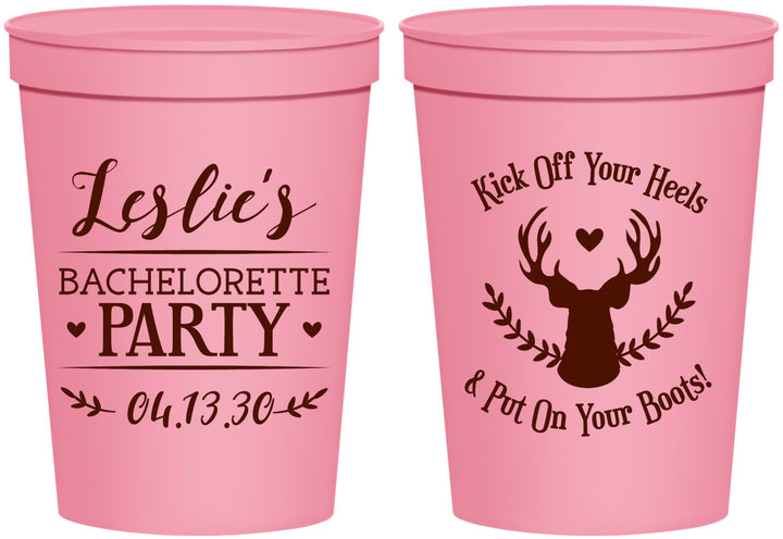 Personalized Bachelorette 16 oz Stadium Cups - Deer Heels Boots | 60102