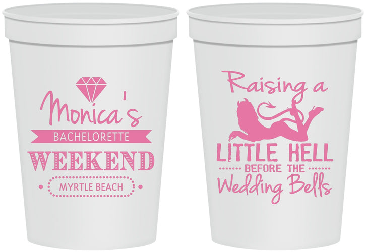 Personalized Bachelorette 16 oz Stadium Cups - Raising A Little Hell | 60103