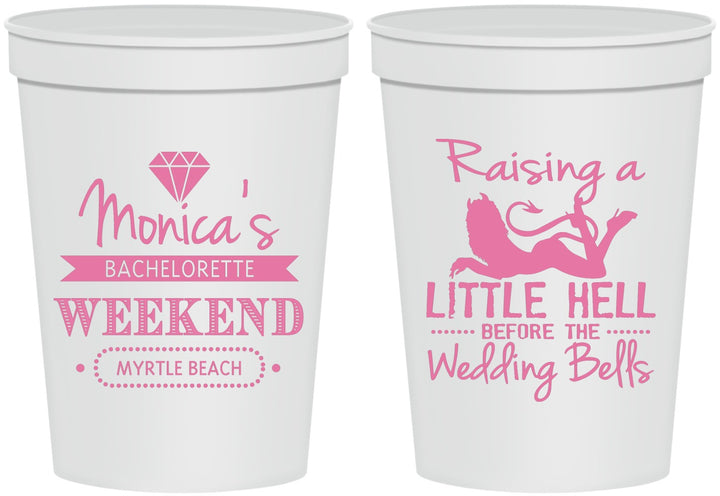 Personalized Bachelorette 16 oz Stadium Cups - Raising A Little Hell | 60103