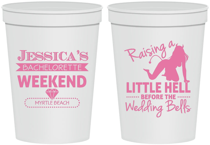 Personalized Bachelorette 16 oz Stadium Cups - Raising A Little Hell | 60105