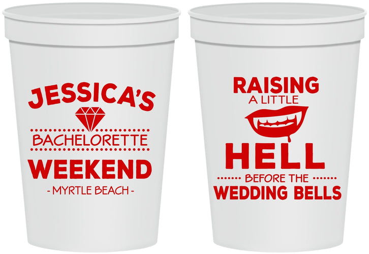Personalized Bachelorette 16 oz Stadium Cups - Raising A Little Hell | 60106