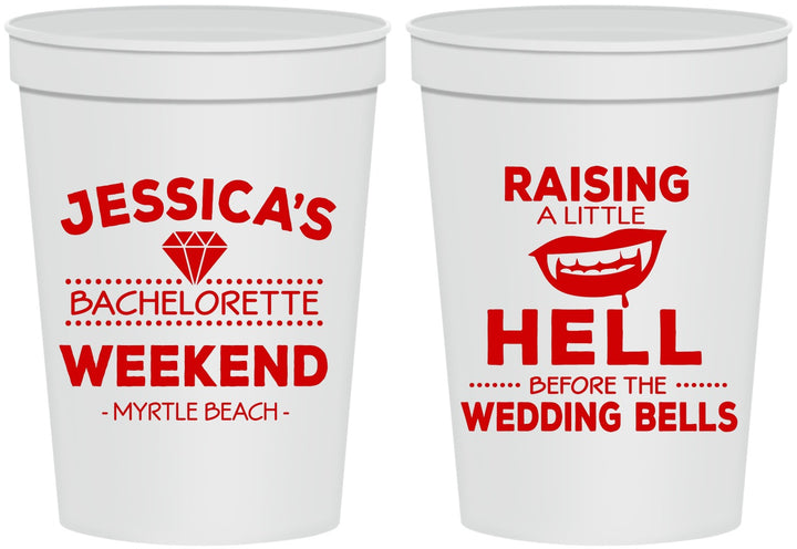 Personalized Bachelorette 16 oz Stadium Cups - Raising A Little Hell | 60106
