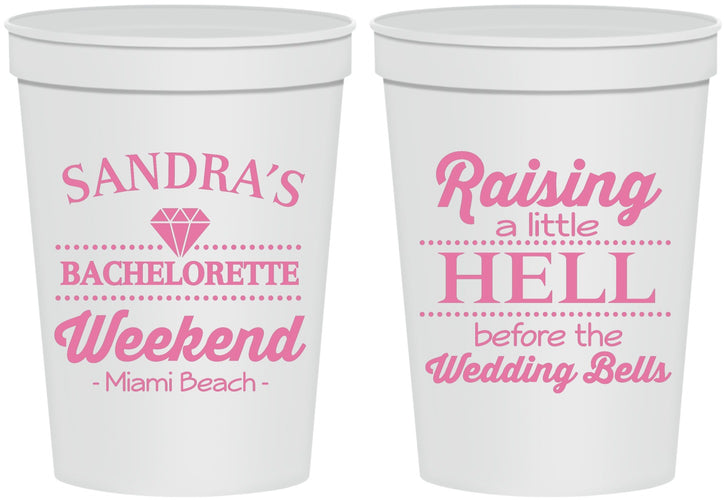 Personalized Bachelorette 16 oz Stadium Cups - Raising A Little Hell | 60108