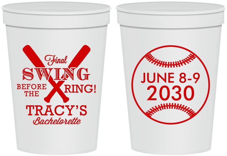 Personalized Bachelorette 16 oz Stadium Cups - Final Swing Before Ring | 60109