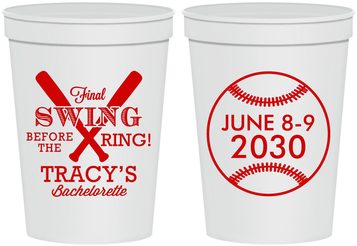 Personalized Bachelorette 16 oz Stadium Cups - Final Swing Before Ring | 60109