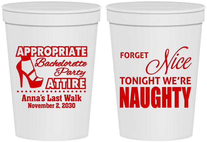 Personalized Bachelorette 16 oz Stadium Cups - Nice Tonight Naughty | 60112